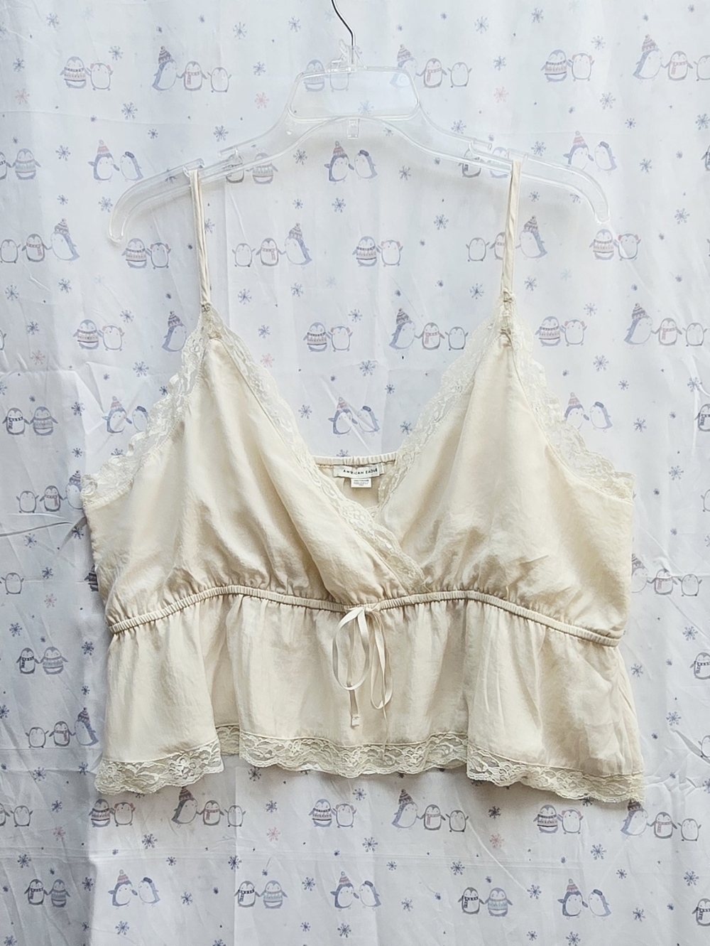 American Eagle Cream Lace-Trim Cami. Size XXL